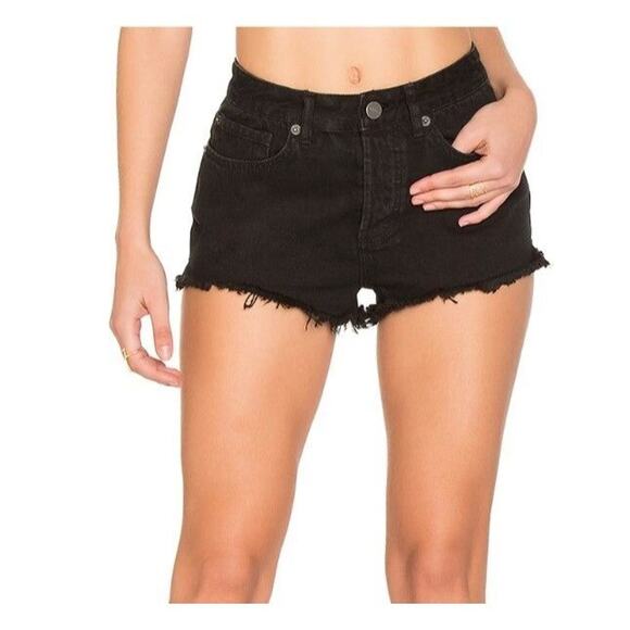 Amuse Society Size 27 Black Jean EASTON Shorts Distressed Button Fly - Picture 1 of 6